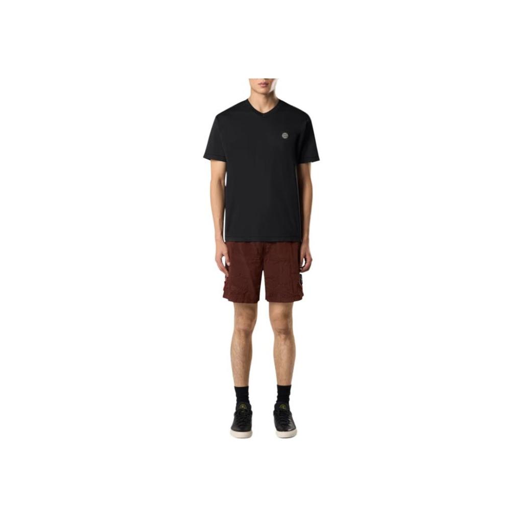Stone Island 25SS V-Neck Slim Fit T-Shirt Men Tops Black K1S152100001S0013-V0029