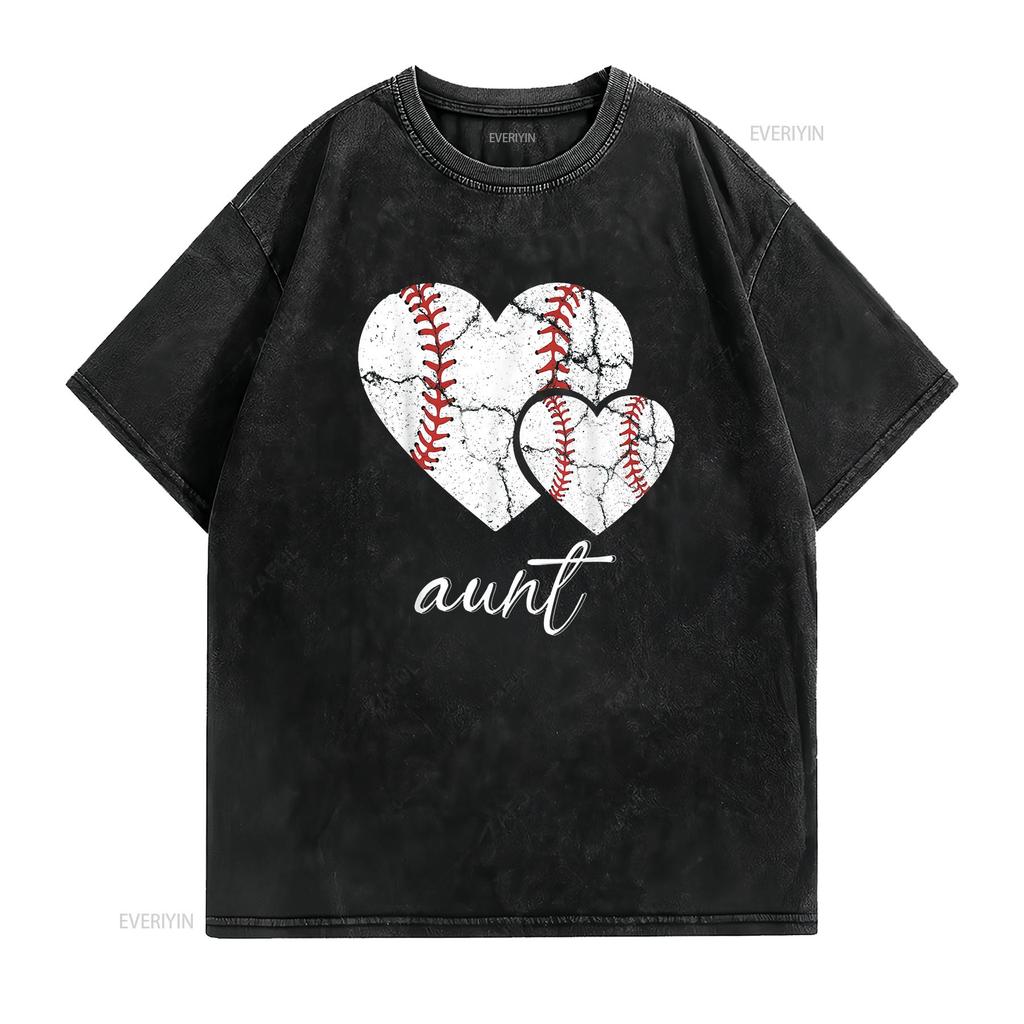 Mens T Shirt Baseball Aunt Mother s Day Black 2X Large vintage Washed Top For Everyday Wear fashion Breathable Unisex