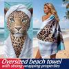 Fun Anthropomorphic Style Cheetah Polyester Microfiber Beach Towel Is Highly Absorbent, Suitable for Swimming and Beach Outings