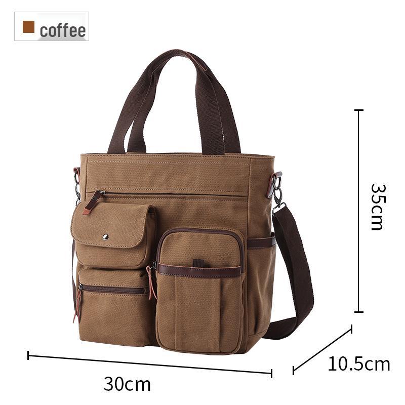 

Korean Style Canvas Business Tote: Men s Lightweight Crossbody & Single Shoulder Bag with High-End Feel 14-inch