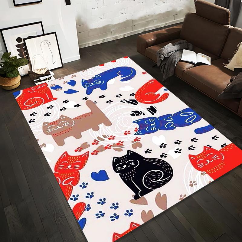 

Colorful Cartoon Cats and Paw Prints Patterned Carpet1Fun and Cozy Home Decor Rug Suitable for use as an anti-slip1 for1room and bedroom sofas 40x60cm( 15x23in )