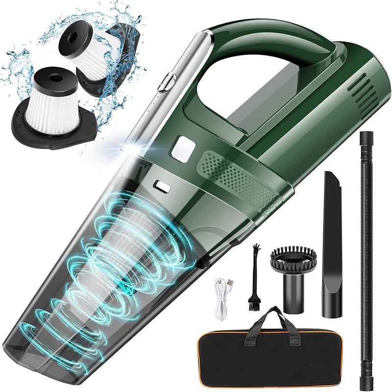 Handstaubsauger Kabellos Mini Tragbar Wiederaufladbar Auto Staubsauger mit 11000PA Starker Saugkraft für Auto Haus und Büro