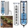 Outdoor Rain Water Meter Large Clear Number Adjustable Height with Thickened Plastic Tube & Metal Stake for Yard Lawn Garden