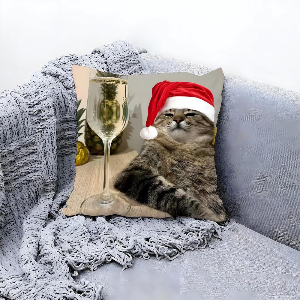 

Christmas Cat ANIMALS Cushion Cover Premium Comfort Reversible Pillow Cove -Two in One Design for Any Room & Car Interior 30cmx30cm