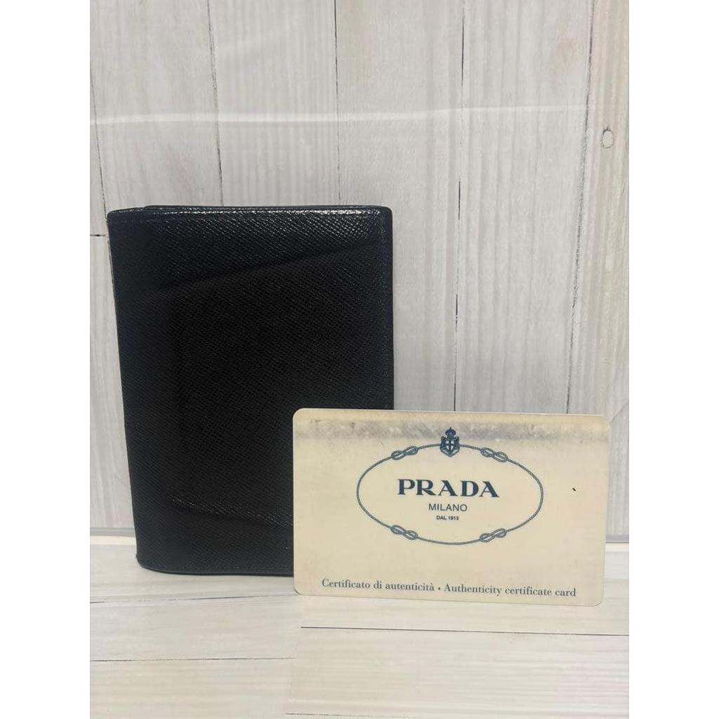 Used 【Beautiful Condition, Store Stamped】PRADA Saffiano Business Card Holder Black