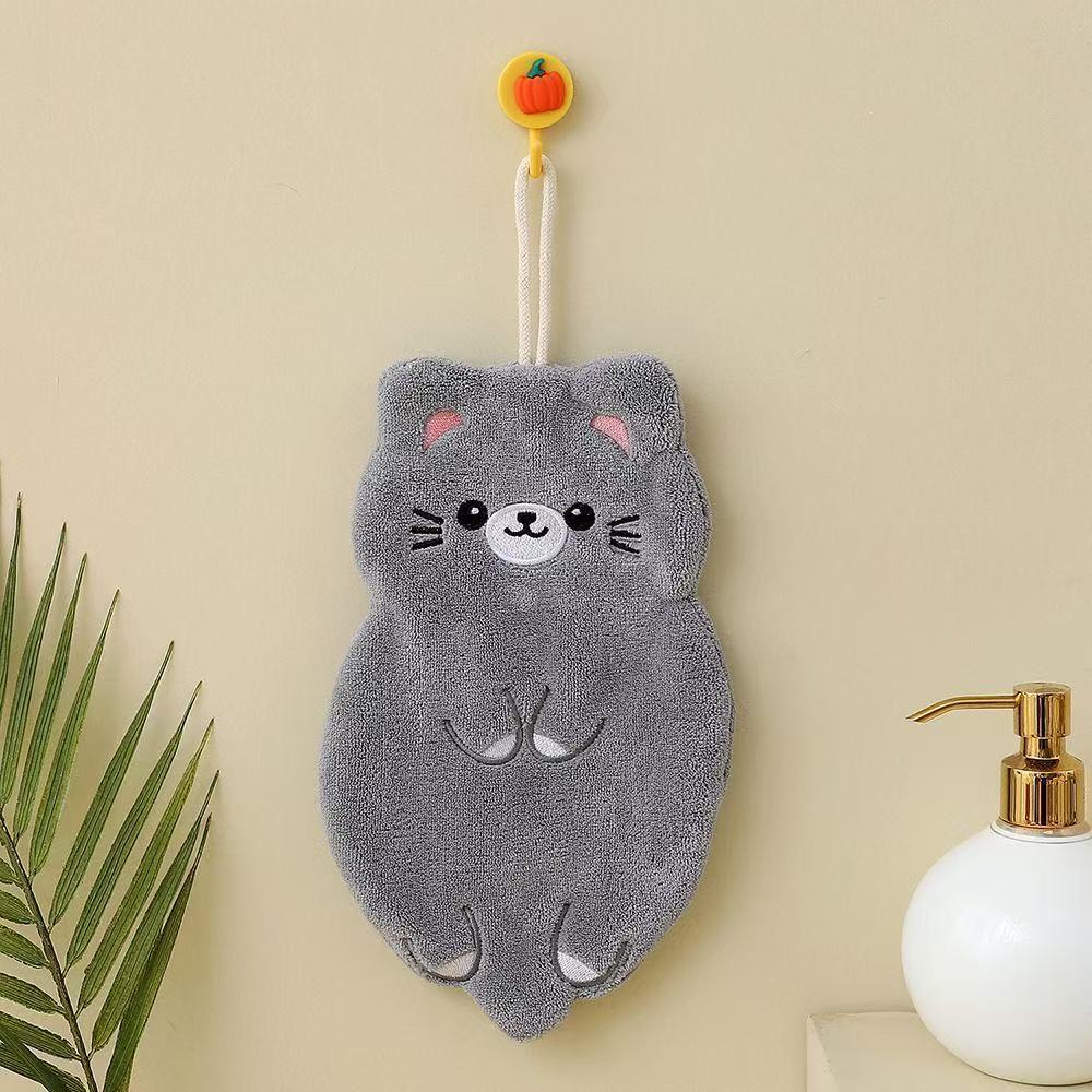 2Pcs Cartoon Hand Towel Handkerchief Kitchen Rag Coral Water Absorption Quick Drying Household Hanging Towel Children Thickened