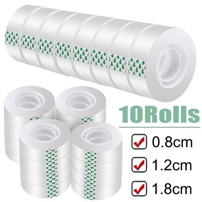 1–10 Rollen transparentes Klebeband-Nachfüllset, transparentes Klebeband-Nachfüllset für Spender, unsichtbare Klebebänder für Büro, Zuhause, Schulbedarf, 18/12/8 mm
