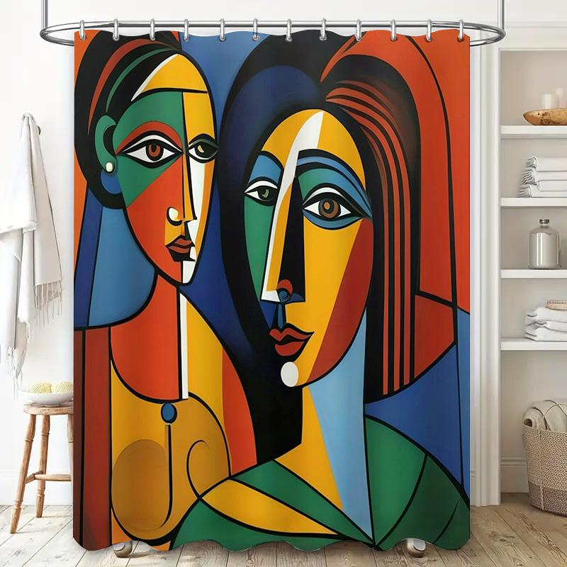 Colorful Abstract Shower Curtain, Modern Artistic Design For Bathroom Decor Available In Multiple Sizes (Multicolor)