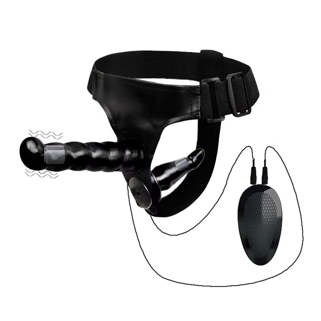 Wired Remote Vibrating Double Penetration Strap On Harness Realistic Silicone Dildo Panties Adjustable for Couples Pegging Anal