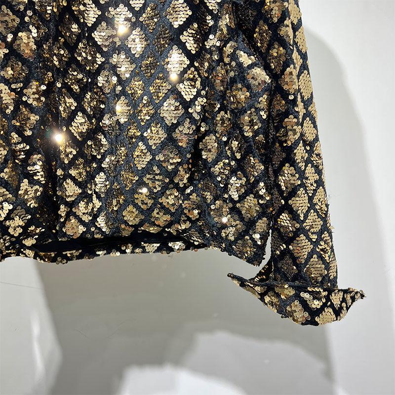 Velvet Sequined Embroidered Men's Jacket for Trendy Hairstylists