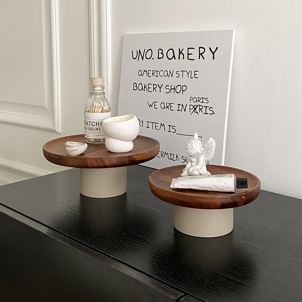 1 st Hög Lera Akaciaträbricka, ett Måste för Modern Heminredning, Handgjord för Förvaring och Display i Vardagsrum och Sovrum