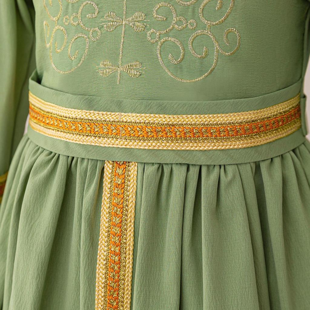 Embroidered Long Sleeve Muslim Evening Gown – Festival Performance Ball Dress