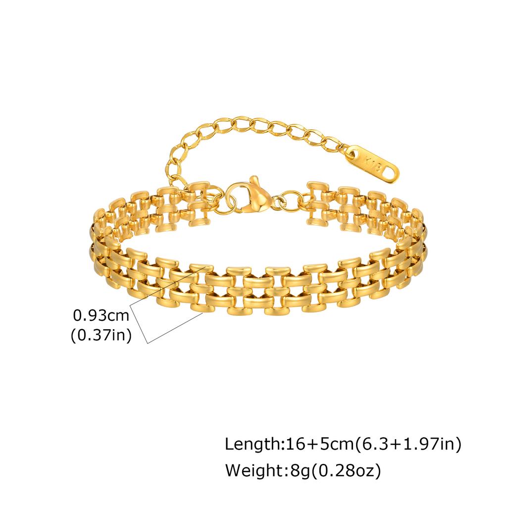 Women's Multi-layer Watch Strap Bracelet, Stainless Steel Gold Plated Chain Bracelet, Adjustable Stackable Jewelry