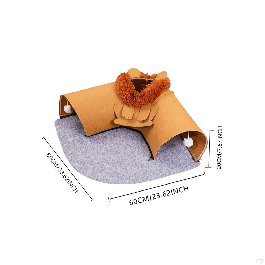 2 In 1 Cat Bed and Tunnel Activity Center Breathable Play Hut with Playing Ball Toy Interactive