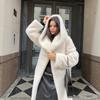 Mink fur imitation fur fur jacket extended faux fur coat hooded belt plush clothes