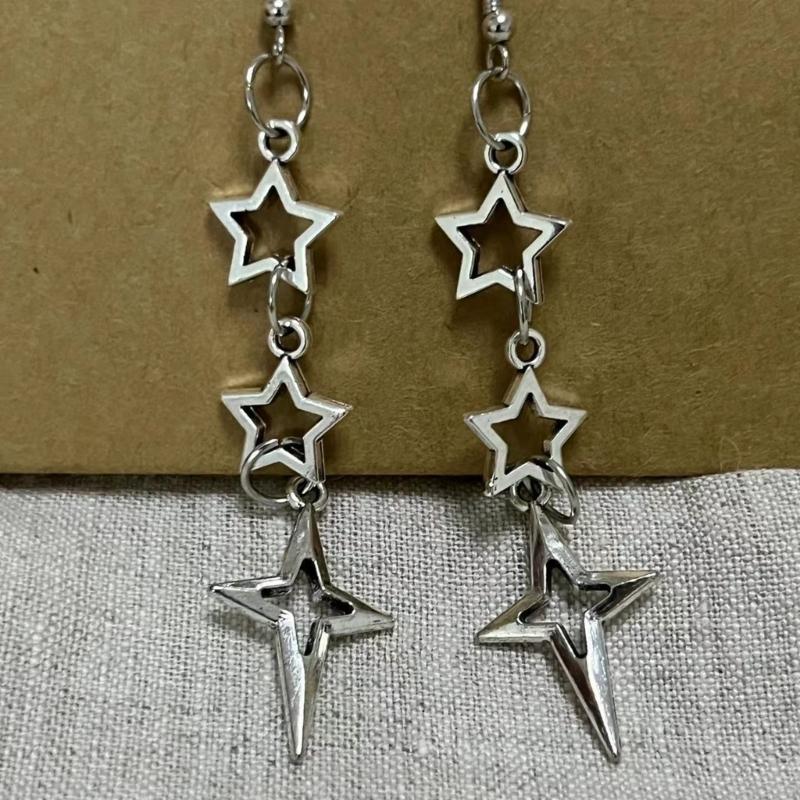 Sweet Cool Dangle Earrings Simple Hollow Star Pendant Drop Earrings Statement Jewelry Fashion Small Hoop Earrings
