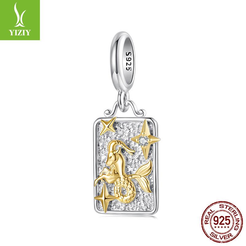 S925 Sterling Silver Twelve Constellations Pendant Jewelry Accessories Personalized Versatile Diy Beads