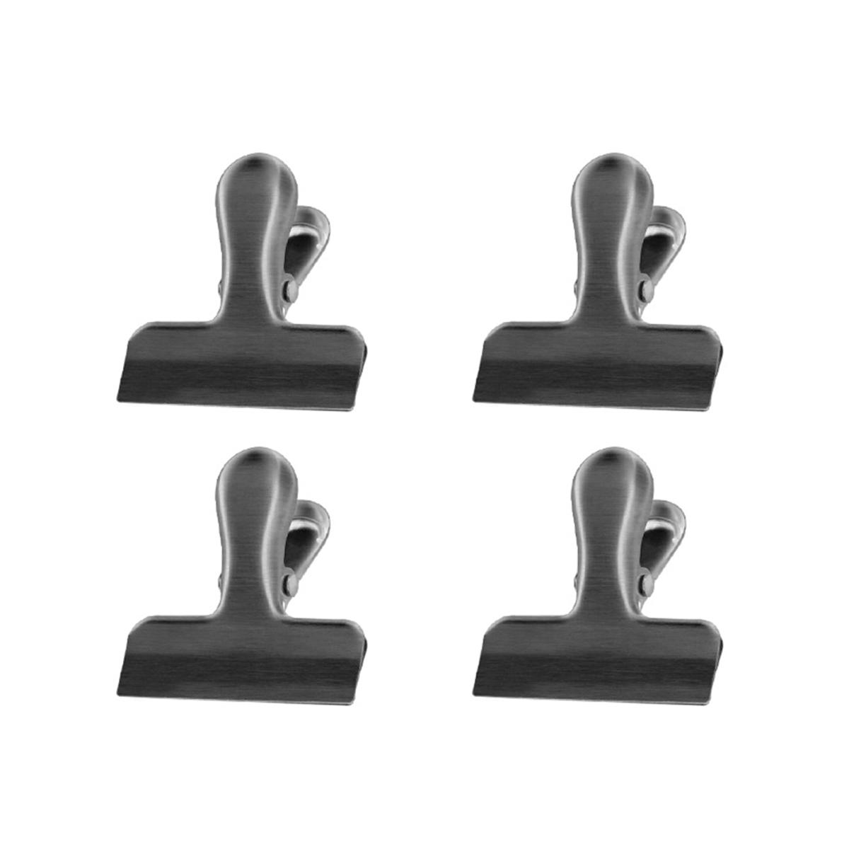 4 шт зажимов из нержавеющей стали для пищевых пакетов сильная сила укуса герметичные зажимы для закусок влагостойкие кухонные гаджеты для дома прочный чип чёрный 809₽