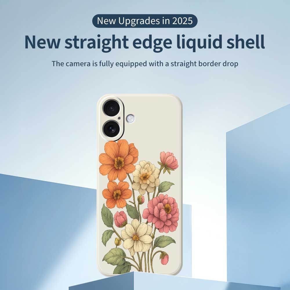 For iPhone 17 Case Beautiful Flowers Pattern Printing Straight Edge TPU Phone Back Cover
