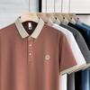 Men'S Polo Shirt Short-Sleeved Men'S Trendy Korean Version Of British Lapel Polo Shirt High-End Slim-Fit Top Men'S