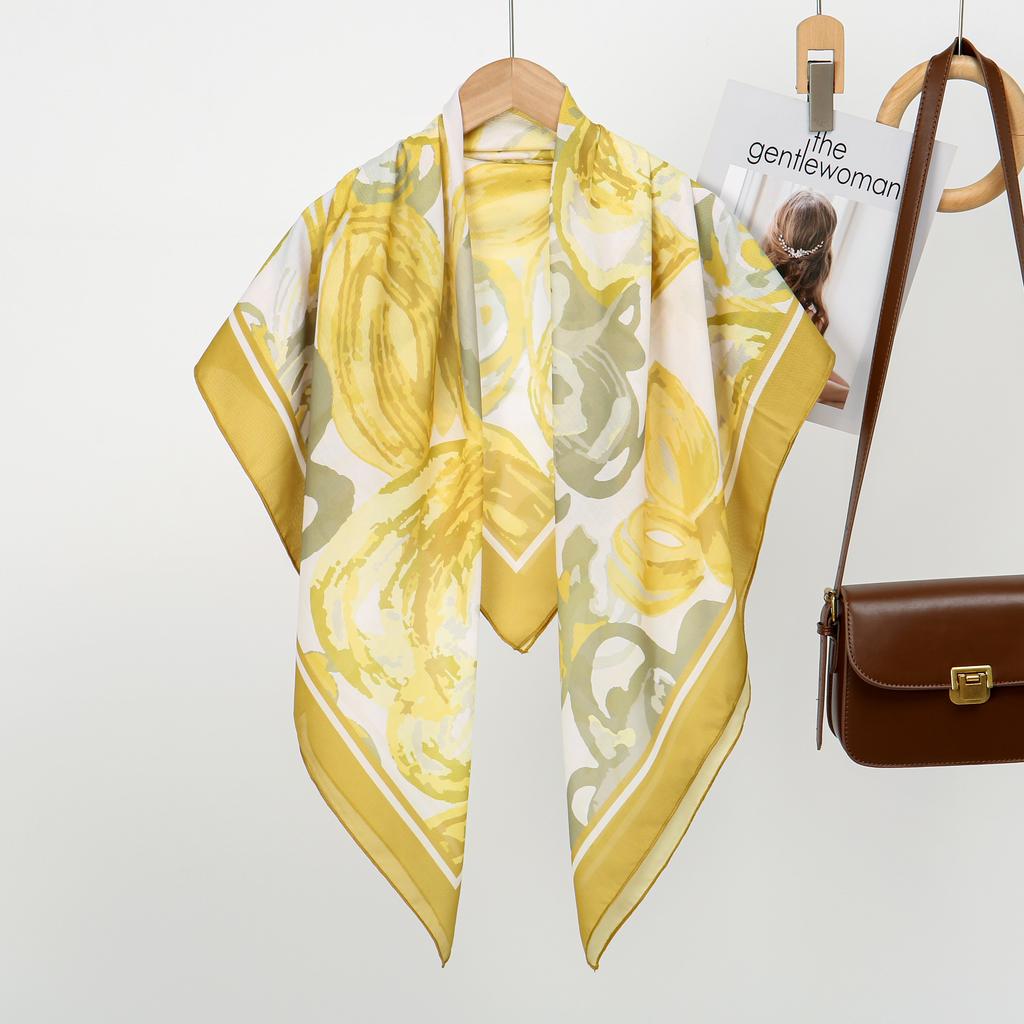 Women Floral Printed Square Scarf Hijabs Scarves For Women Muslim Shawls Malaysia Headscarf Wraps Headband Kerchief 110*110Cm