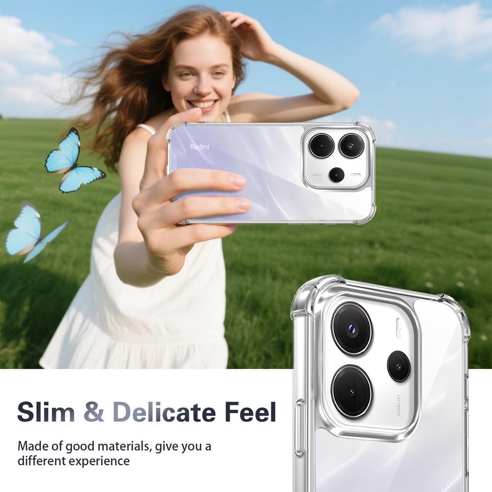KEYSION Four-Corners Shockproof Transparent Case for Redmi Note 14 4G 5G Soft TPU+PC Clear Phone Cover for Redmi Note 14 5G