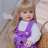 Păpuși Reborn cu Picioare Drepte 22'' 55cm Betty Silicon Moale Corp Plin Păpuși Bebeluș Fetiță Realiste Făcute Manual Păr Lung Lipit Jucărie de Îmbrăcat pentru Copii Cadou