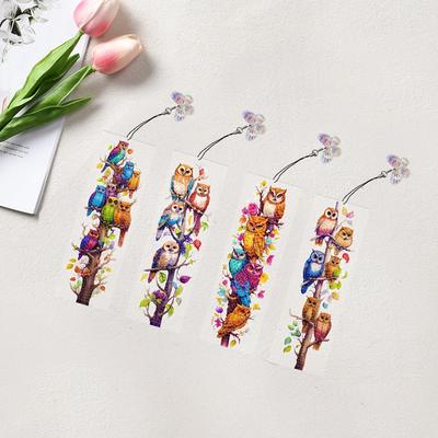4 Stück Sonderform Blaumeise Diamant Malerei Lesezeichen DIY Lesezeichen Diamant Malerei Sets Diamant Malerei Lesezeichen Bastelset