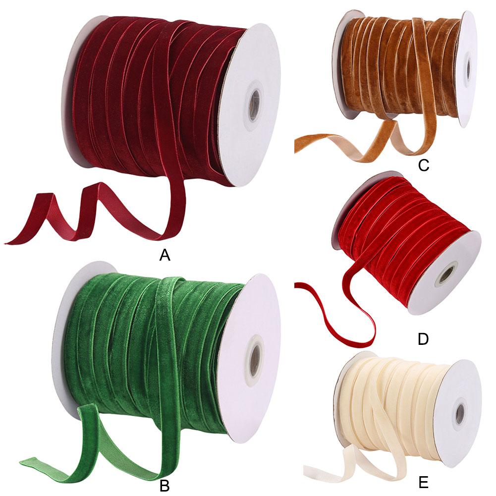 1-5PCS 50 Yards Velvet Ribbon Single Face Ribbons Vintage Velvet Ribbon Velvet Christmas Ribbon for Gift Bow Making