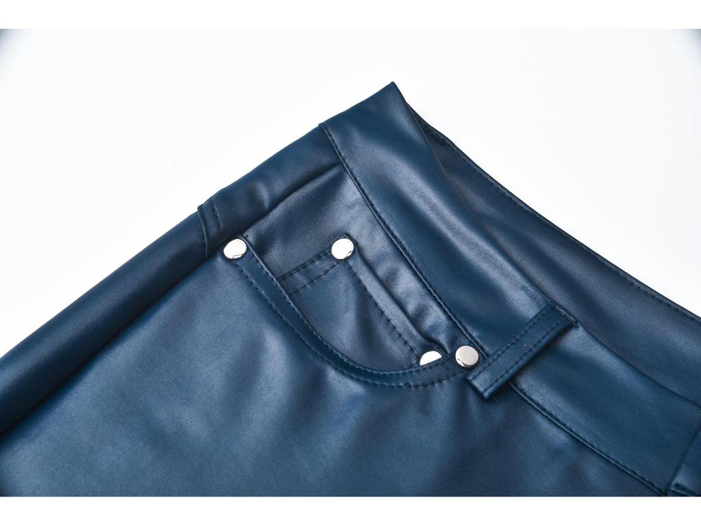 2023 European and American Women's PU Leather Skinny Casual Pants