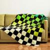Checkered Blanket Green Black Grid Geometric Pattern Flannel Sofa Cover Gamer Decor Lounge Bedding Fleece Throw For Couch Gift
