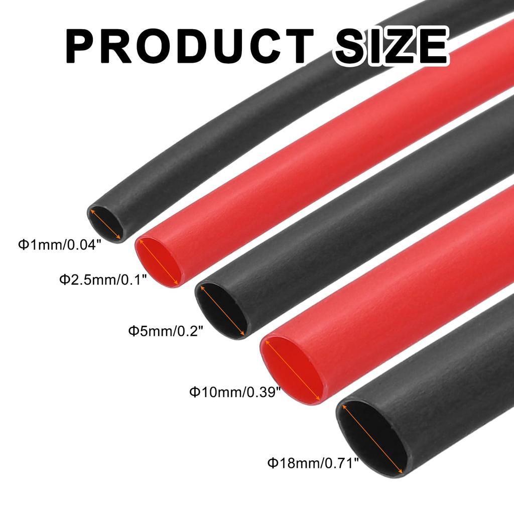 uxcell 0.2 inch (5 mm) Diameter 2:1 Heat Shrink Tube Wrap Cable Sleeve 3.1m Black