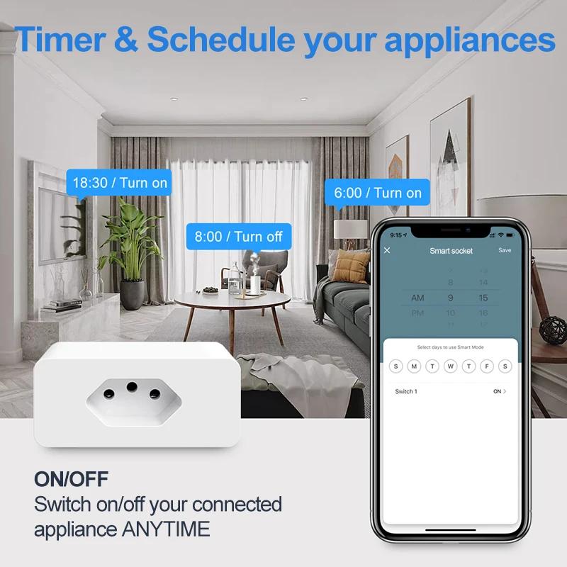 Brazil Standard WiFi Smart Plug Smart Life APP Controlled Home Use Intelligent Socket Voice Work for Google Home Alexa