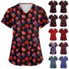Women's Fashion V-neck Short Sleeve Workwear With Pockets Printed Tops