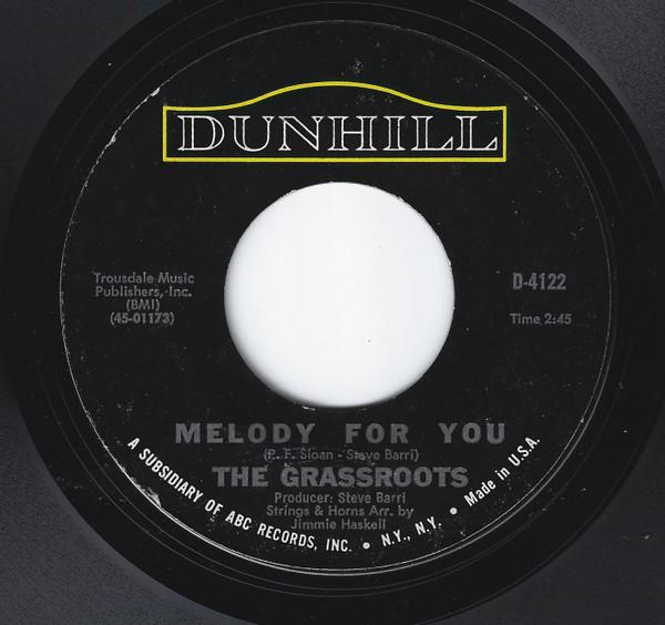 

7-дюймовая пластинка GRASS ROOTS Melody For You Hey Friend D4122 Dunhill 1968 US Rock Б/у