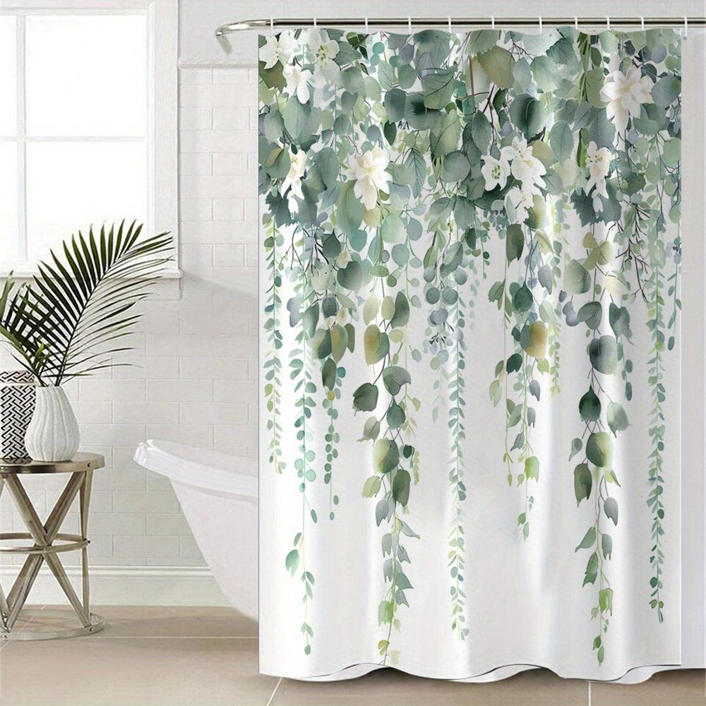 Elegant Greenery and Waterfall Design Waterproof Shower Curtain – Perfect for Bringing a Serene and Natural Touch to