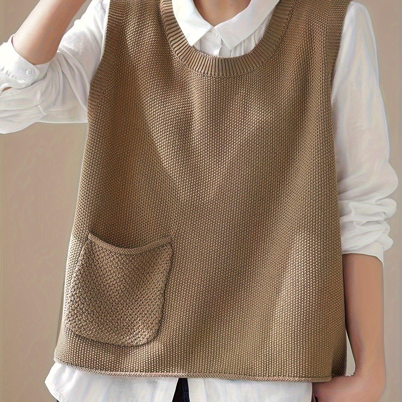 

Женский повседневный трикотажный жилет с карманом — без рукавов и свободного кроя для комфорта и стиля 3XL