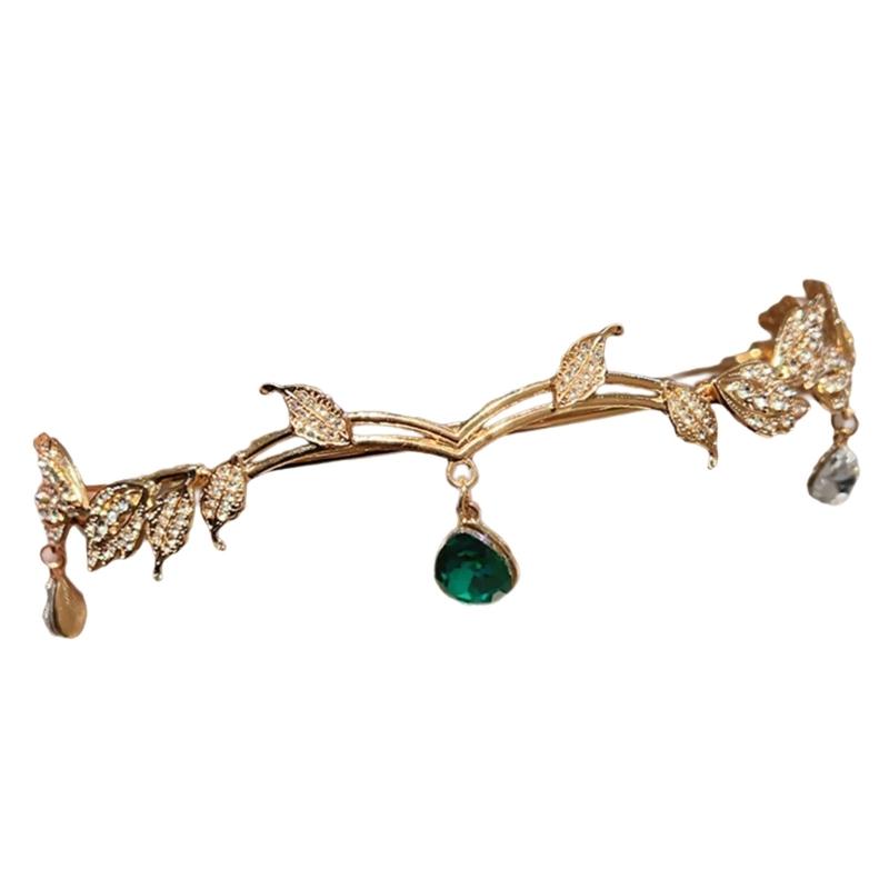 

Elegant Leaf Shaped Teardrop Hair Band With Rhinestones Detail for Wedding Parties Comfortable Lightweight Wear