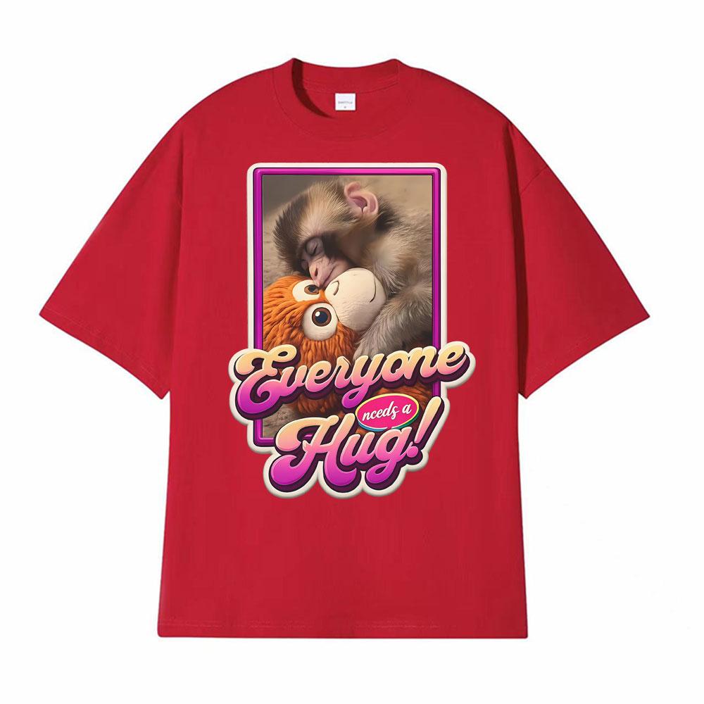 

Punch The Funny Monkey Graphic T Shirt Men Women Clothing Cotton High Quality Crewneck Tshirts Oversized Vintage Humor T Shirts S