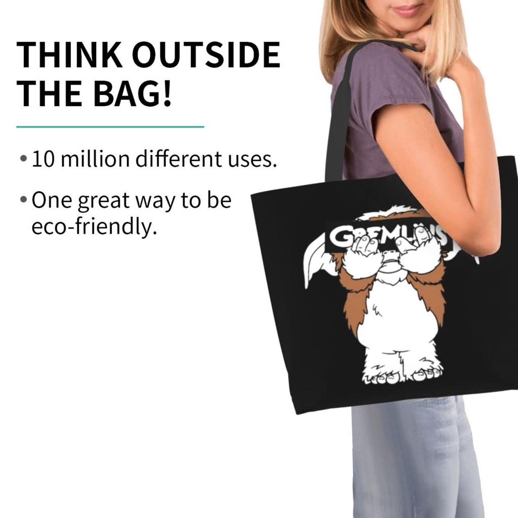[Monira] Gremlins Shopping Bag, Eco Bag, Tote Bag, Multifunctional, Shopping Bag, Convenience Store Bag, Foldable, Large Capacity, Lightweight, Waterp