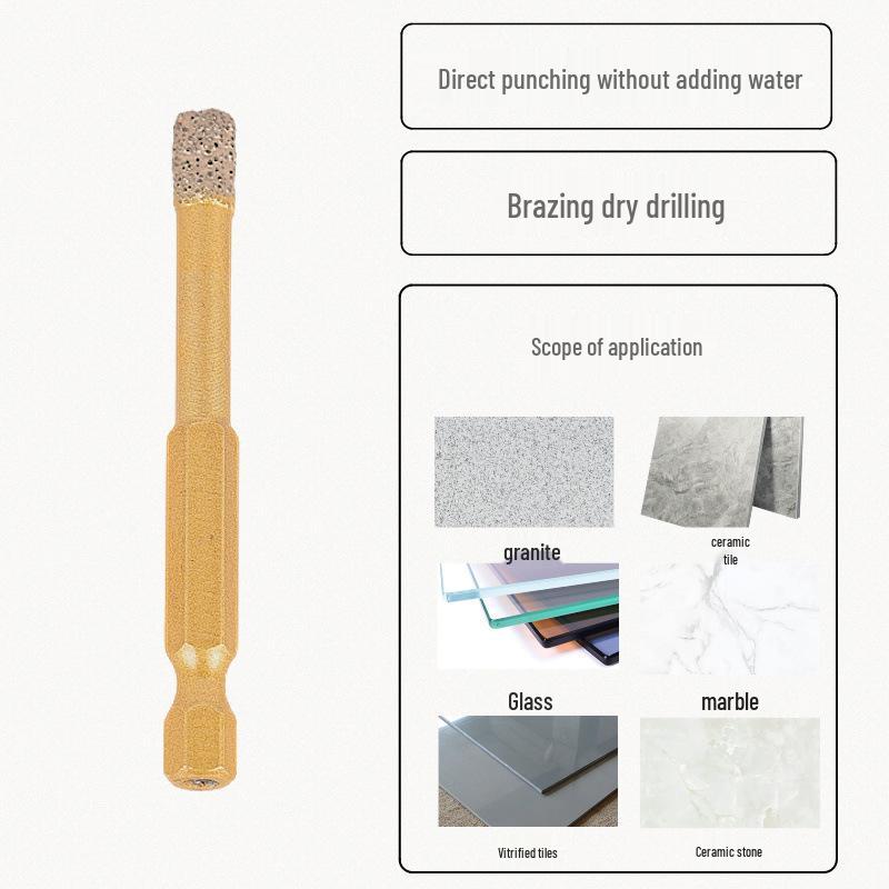 Diamond-Coated Hex Shank Tile & Stone Drill Bit for Ceramic, Marble, and Granite