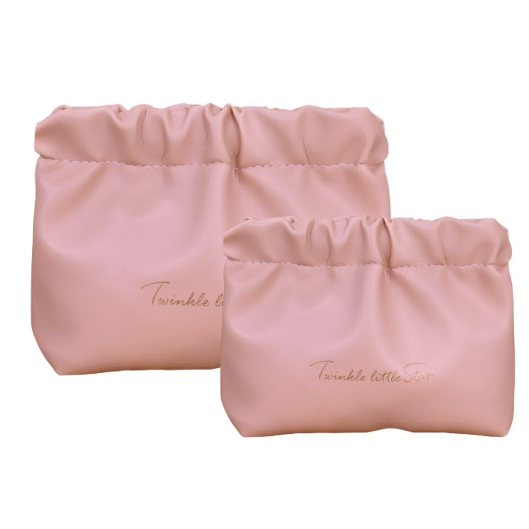 

Rajjo Spring-Cloth Cosmetic Pouch, Mini, Lightweight, Small Item Storage, Sanitary Compact, Set of 2 (Pink)