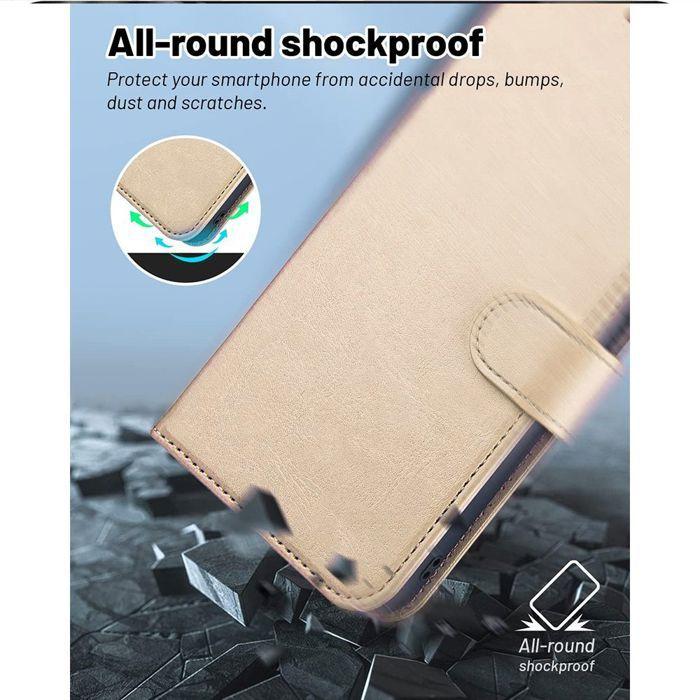 Coque pour iPhone 17 - BOOLING - Protection Intégrale Cuir Synthétique - Doré - 2 Verres Trempés