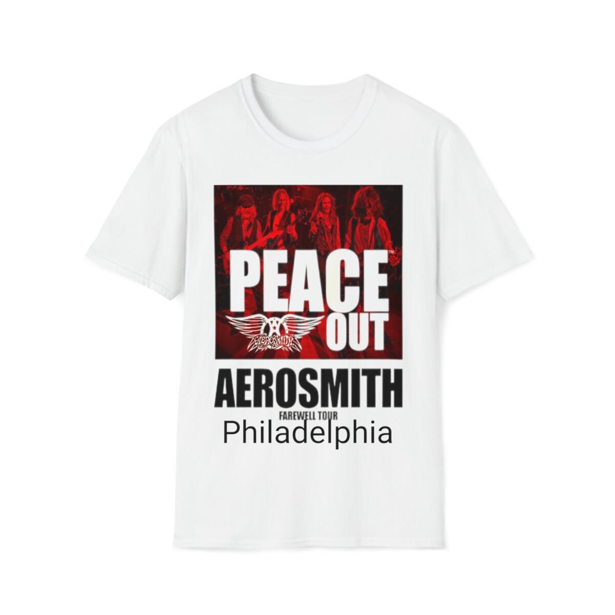 Soft Cotton T-Shirt Mens Womens Tees Top. Aerosmith Peace Out Farewell tour Philadelphia 2023 L