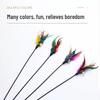 Colorful Feather Cat Teaser Stick: Black Rod with Bell, Bite-Resistant Kitten Toy