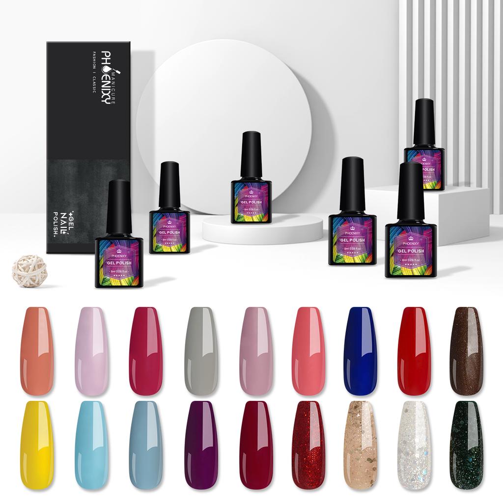 Nail Gel Polish Set PHOENIXY 18pcs/set UV Color Gel Nail Polish Set Red