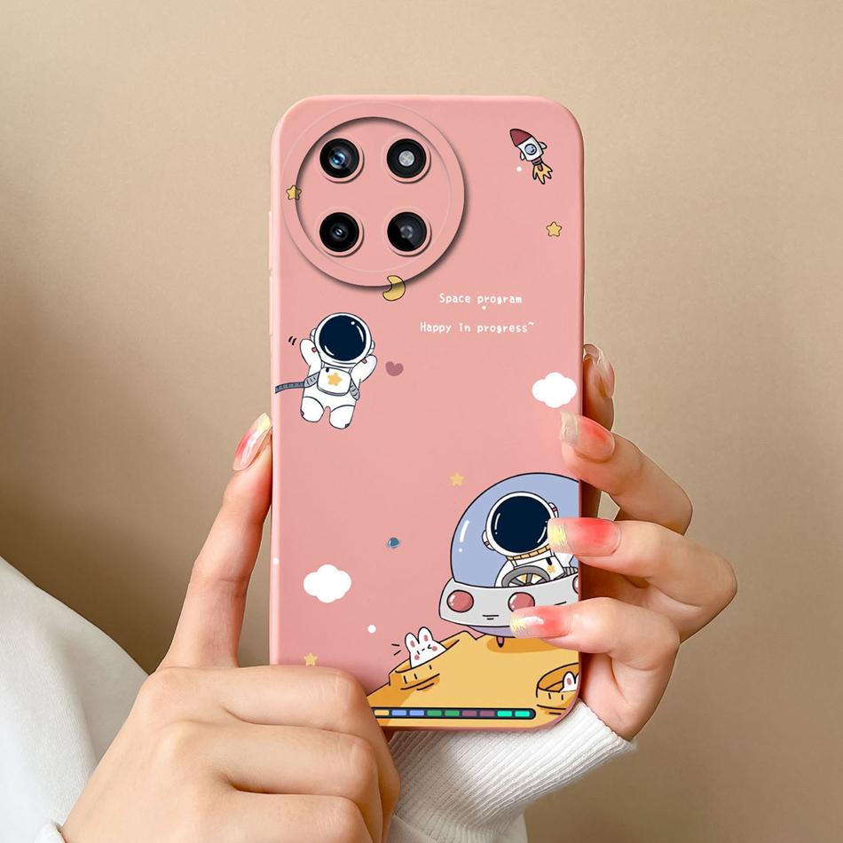 Case For OPPO Realme 11 4G Romantic Flower Soft Original Liquid Silicone Back Cover For Realme11 Upgrad Lens Protection Coque