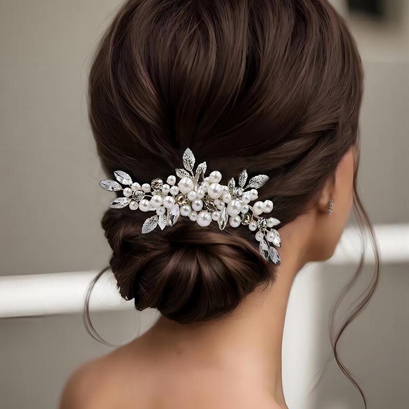 Fashionable Luxury Pearl Silver Hair Clip Elegant Bride Wedding Hair Accessories Party Banquet Daily Women's Hair Clip Hair Comb