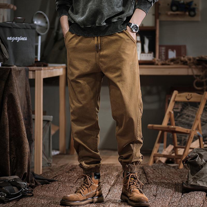 Men's casual pants spring new Korean version trendy brand loose cotton leggings overalls men's clothing ruffian handsome Harlan pants