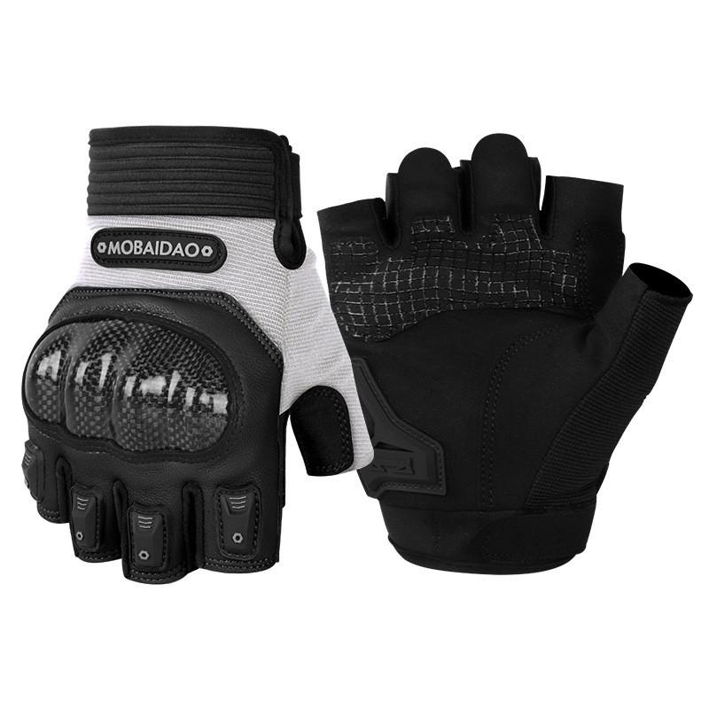 Motorcycle Half-Finger Gloves Men Women Carbon Fiber Shell Breathable Cycling Protective Gear Safety Riding